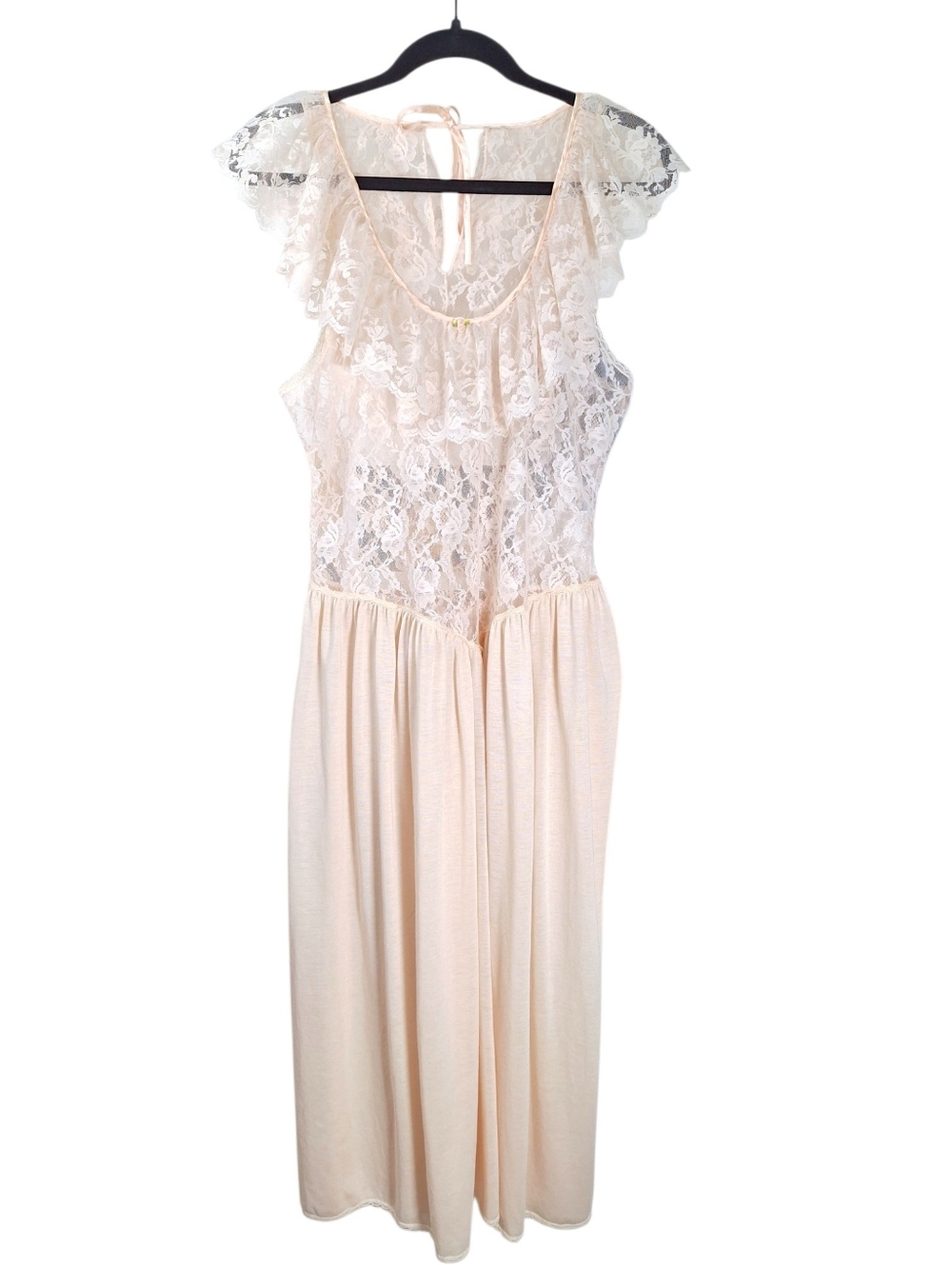 Vintage 80s Victorias Secret Sheer Floral Lace Nightgown Dress Sz Medium Bridal